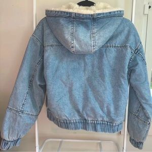 NWT Aerie Denim Sherpa bomber jacket !